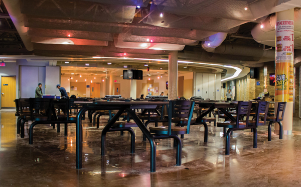 he Casa Loma student centre currently has tables and chairs bolted to the ground which makes it difficult to use the space for other events. Photo: Preeteesh Singh/The Dialog