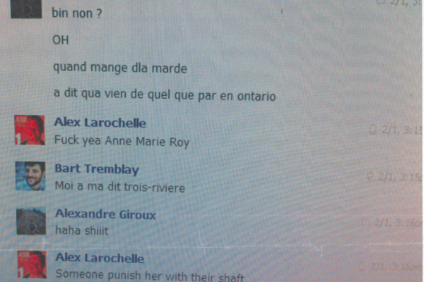 The sexually violent conversation about the University of Ottawa’s student federation president that took place between five men, including four elected student representatives, has been published on the blog http://bellejar.ca