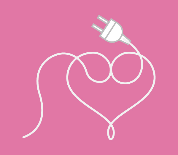Illustration of a plug with the cord forming a heart: Sam Bullis