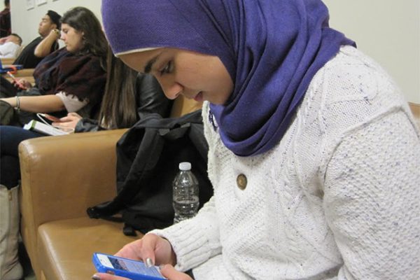 Frequent texting among avid technology users, can cause neck strain also known as "text neck." Source: The Ryersonian