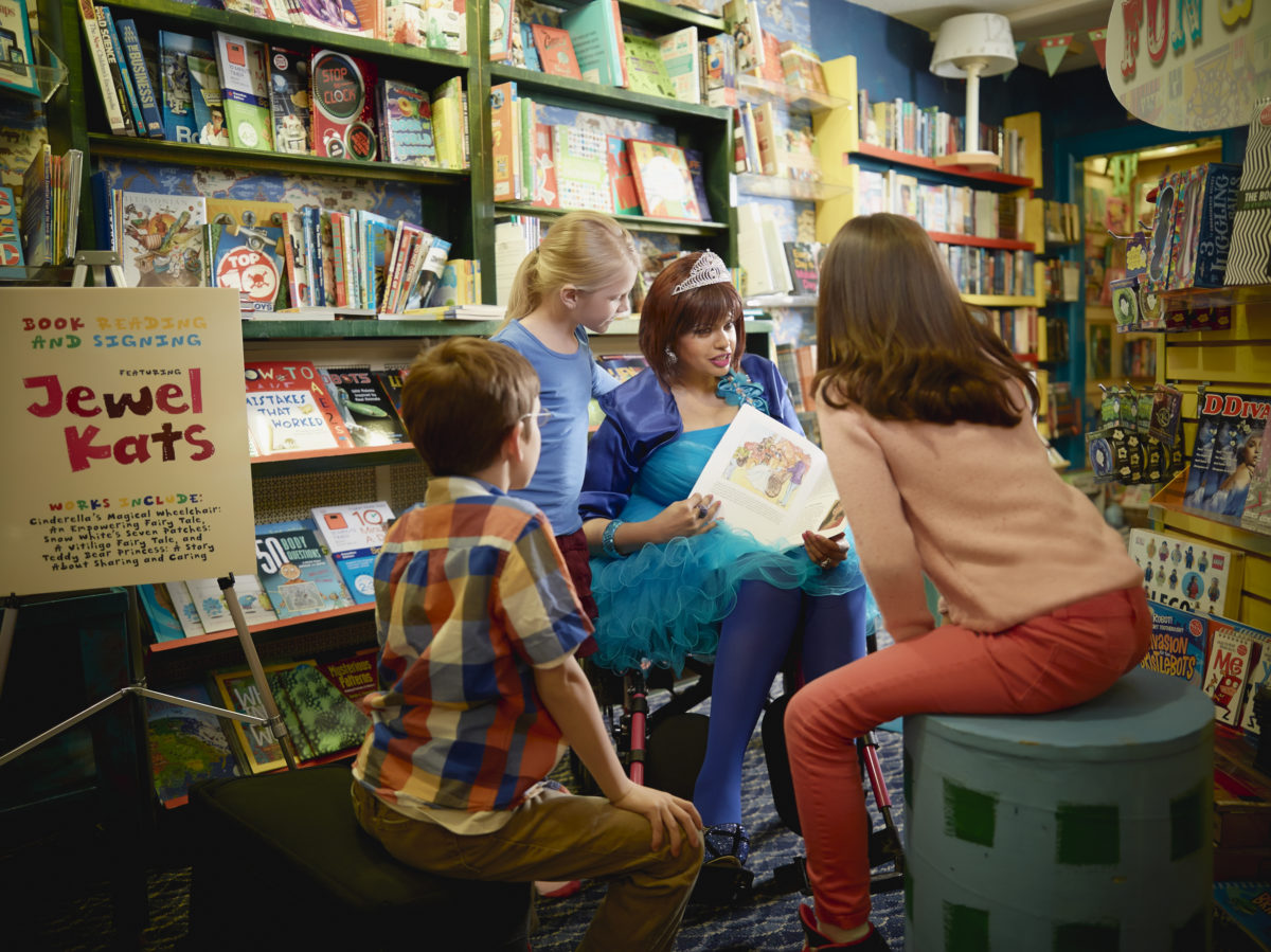image of Jewel Kats reading her stories to children / Photo courtesy of George Brown