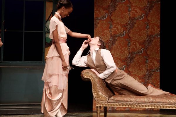 Sheila Ingabire Isaro as Dorinda & Brandon Nicoletti plays Aimwell in George Brown College's production of The Beaux Stratagem.