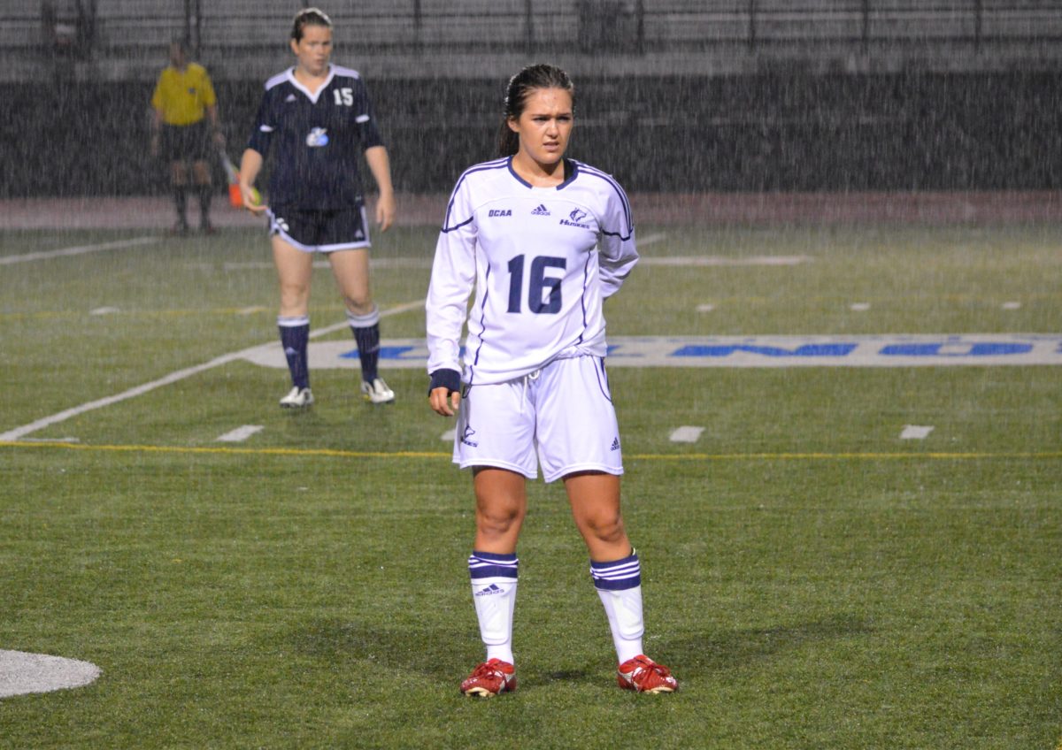 George Brown Huskies play against Niagara College Knights in rain