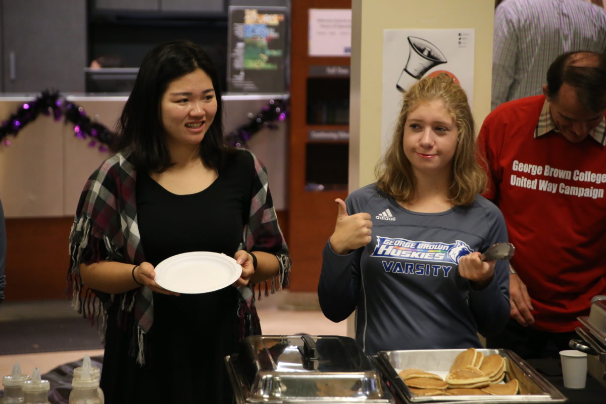Today George Brown College held a pancake breakfasts raising money for the United Way Toronto & York Region. Here are some photos from the St. James breakfast by Nazy Entezari / The Dialog