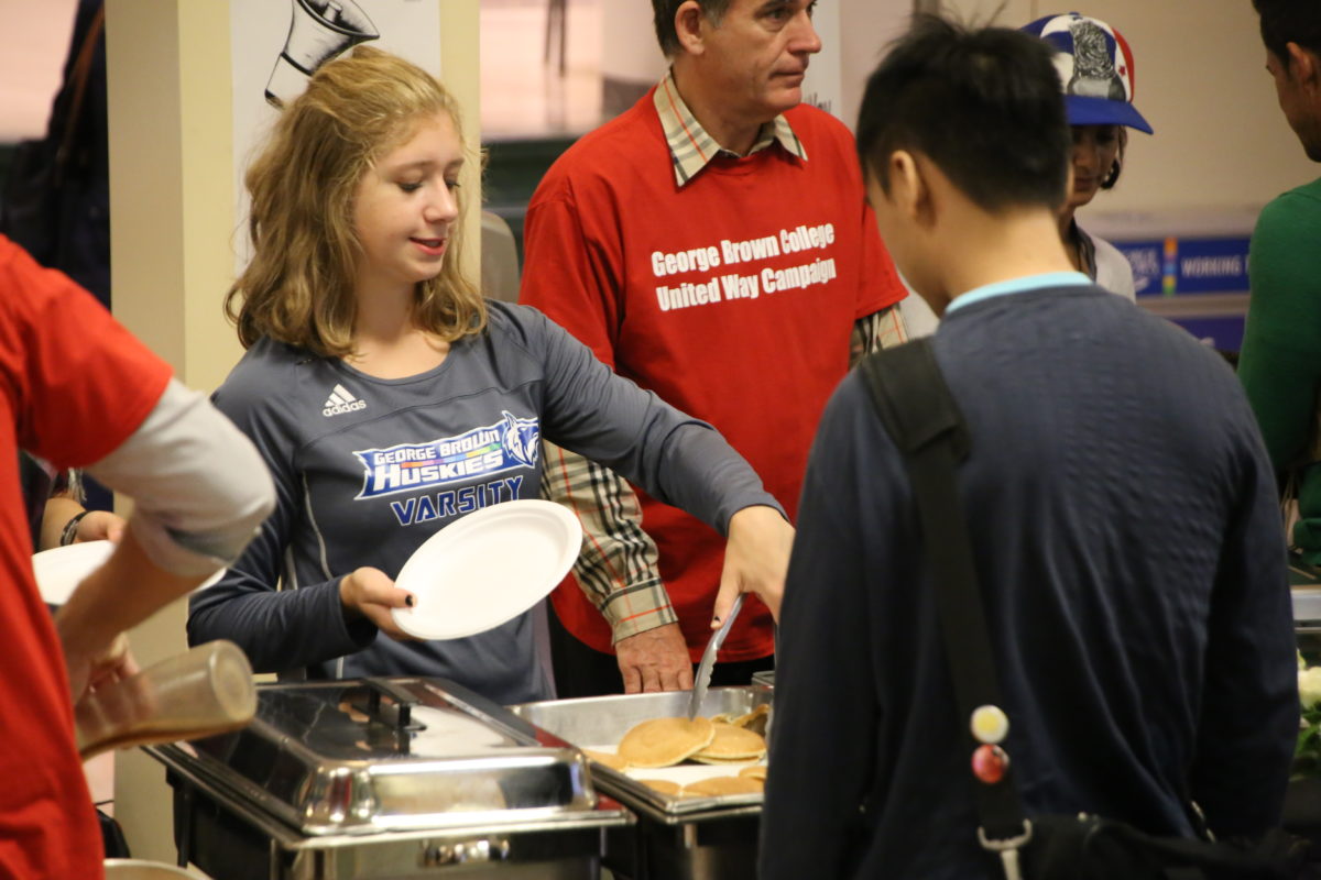 Today George Brown College held a pancake breakfasts raising money for the United Way Toronto & York Region. Here are some photos from the St. James breakfast by Nazy Entezari / The Dialog