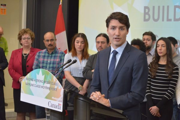 Prime Minister Justin Trudeau speaks at George Brown College's Casa Loma campus on March 23. Photo: Steve Cornwell/The Dialog