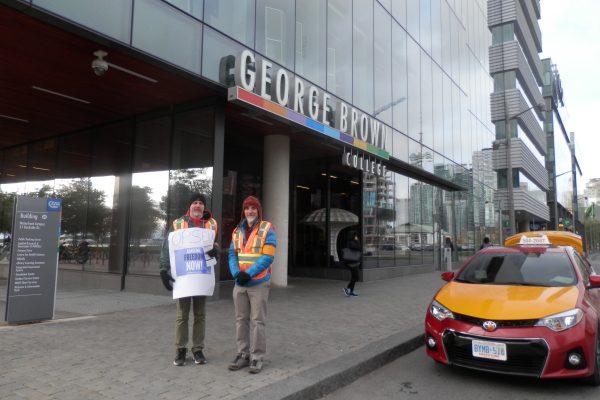 Paul Petrie and Taras Gula are two of 12,000 college faculty on strike across the province. Photo: Natalia Silva Pizarro / The Dialog