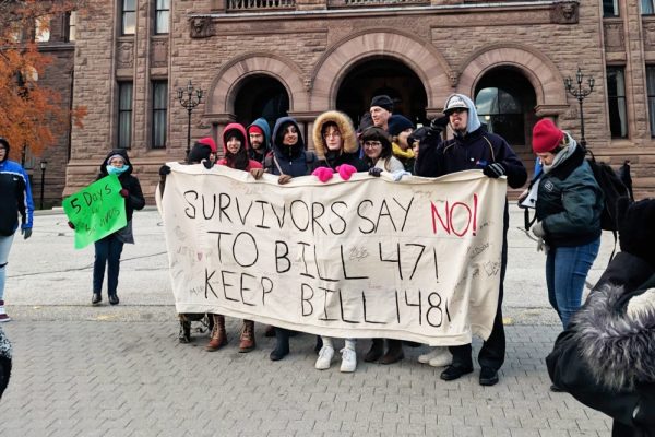 On Nov. 10 the 5 Days for Survivors: March for Work Rights for Survivors of Sexual Violence gathered in front of the Legislative Assembly of Ontario to march for the retention of Bill 148, the Fair Workplaces, Better Jobs Act. Photo: Luke Zurcher / The Strand
