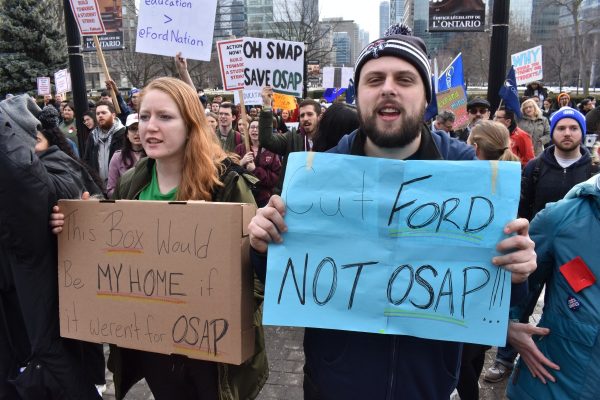 Students voice their opinion on cuts to OSAP. Photo: Kevin Goodger / The Dialog