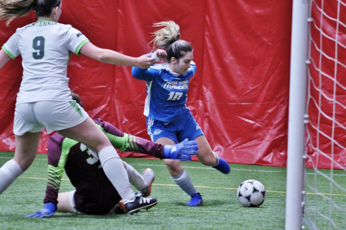 both men's and women's indoor soccer landed a place in the OCAA championship. Photo: Philip Iver/ George Brown Athletics & Recreation